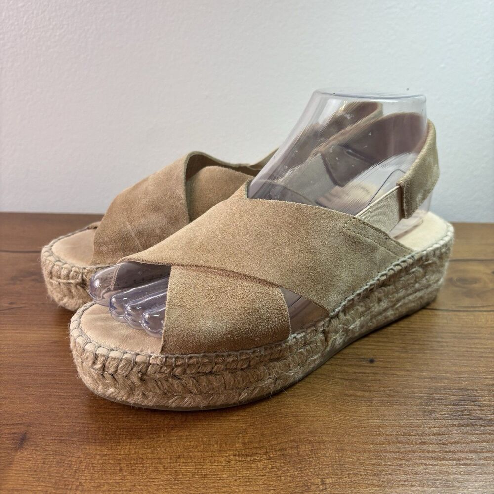 Gaimo Spain Women's 37 Suede Crossover Espadrille Sandals Sling Back Platform 7